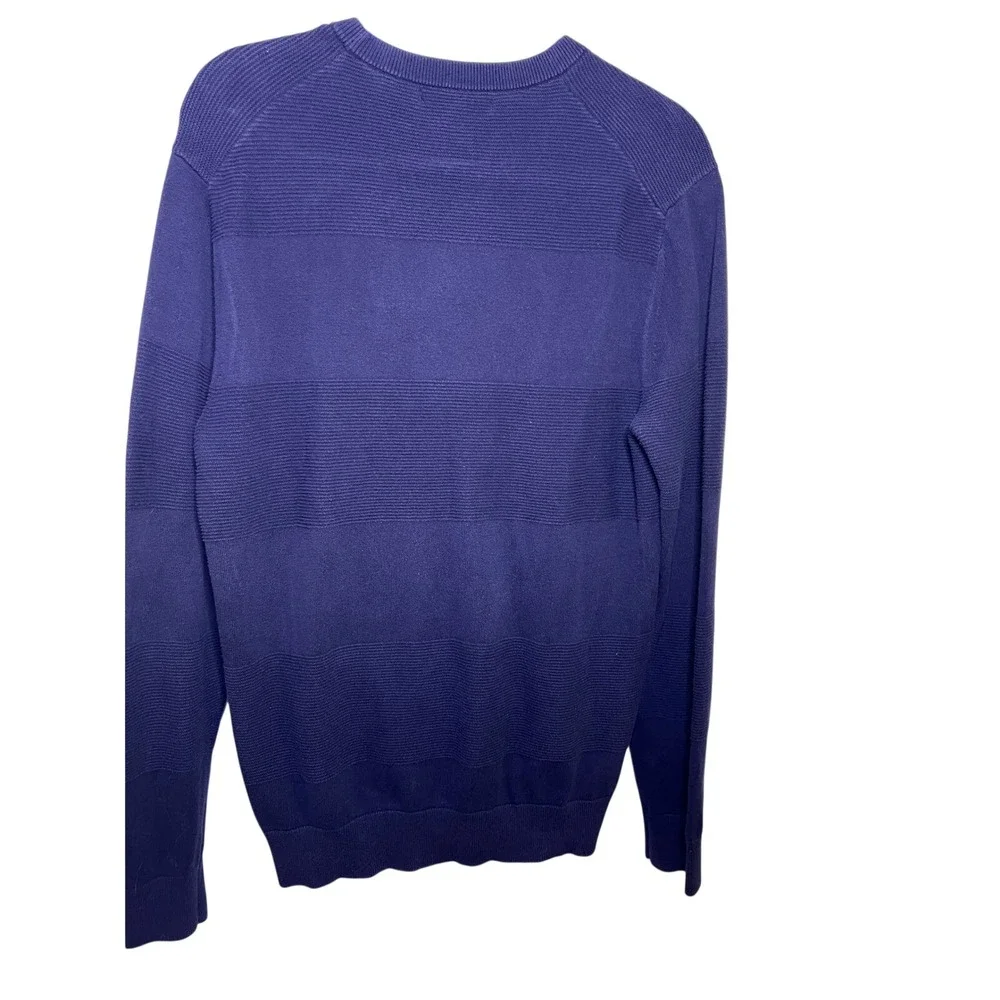 Banana Republic Mens Navy Blue Textured‎ Stripe Cotton Sweater M Old Money